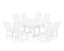 Martha Stewart by POLYWOOD Chinoiserie 9-Piece Square Side Chair Dining Set with Trestle Legs in White