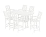 Martha Stewart by POLYWOOD Chinoiserie Arm Chair 7-Piece Farmhouse Bar Set with Trestle Legs in White