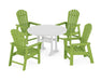 POLYWOOD South Beach 5-Piece Round Dining Set with Trestle Legs in Lime