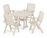 POLYWOOD Nautical Highback 5-Piece Dining Set with Trestle Legs in Sand