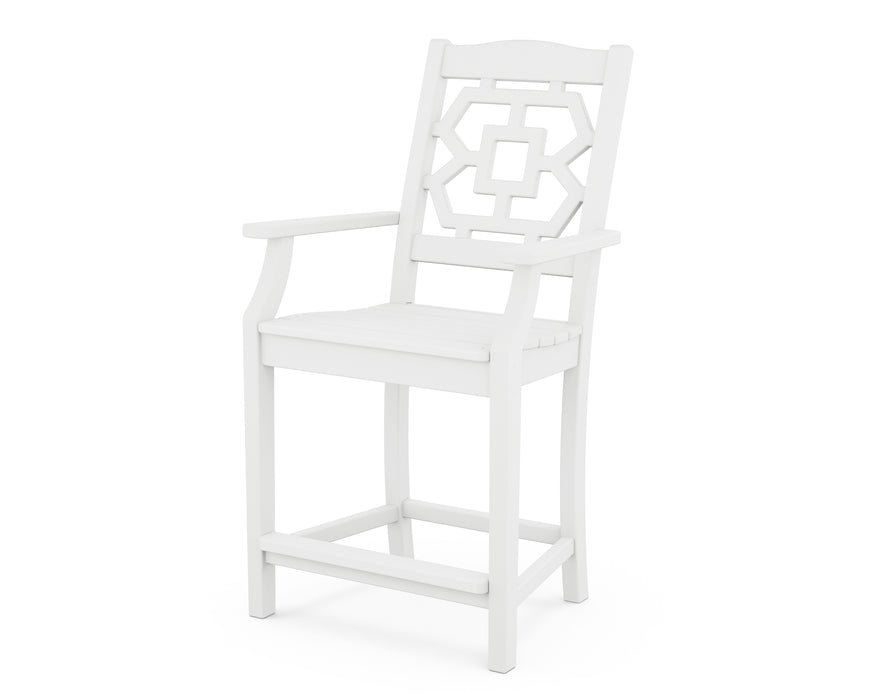 Martha Stewart by POLYWOOD Chinoiserie Counter Arm Chair in White