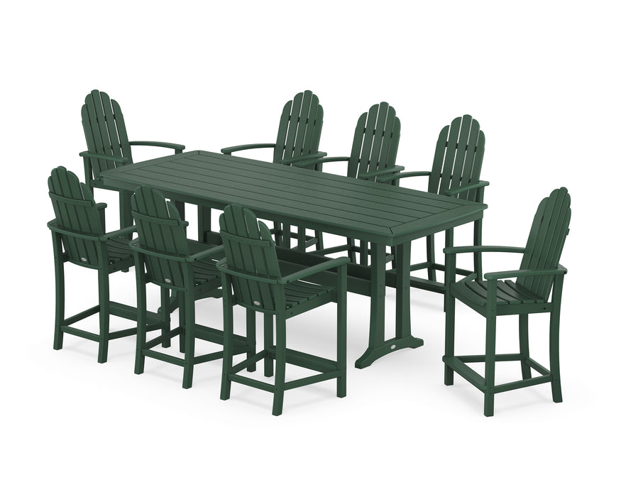 POLYWOOD® Classic Adirondack 9-Piece Counter Set with Trestle Legs in Mahogany