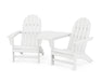 POLYWOOD Vineyard 3-Piece Adirondack Set with Angled Connecting Table in White