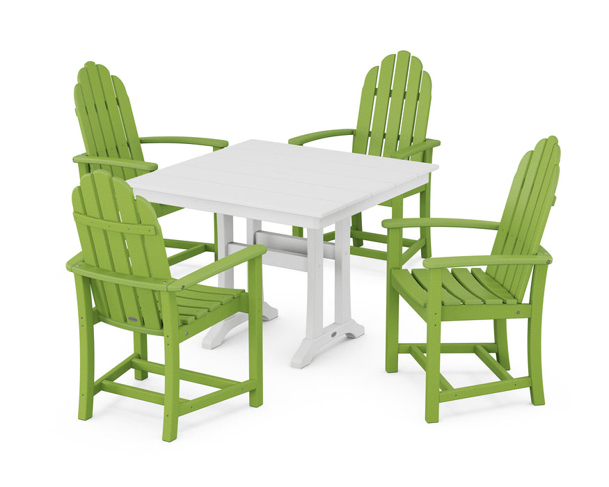 POLYWOOD Classic Adirondack 5-Piece Farmhouse Dining Set With Trestle Legs in Lime