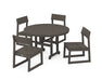 POLYWOOD EDGE Side Chair 5-Piece Round Farmhouse Dining Set in Vintage Coffee