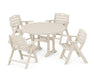 POLYWOOD Nautical Lowback 5-Piece Round Dining Set With Trestle Legs in Sand