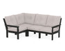 POLYWOOD Vineyard 4-Piece Sectional in Black with Dune Burlap fabric