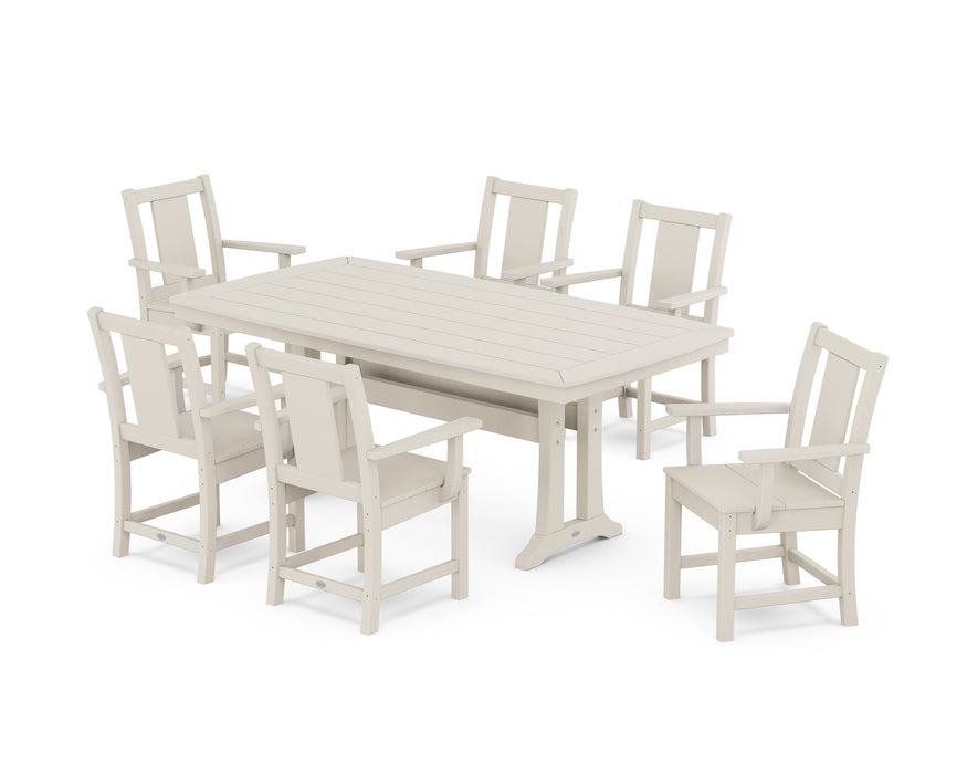 POLYWOOD® Prairie Arm Chair 7-Piece Dining Set with Trestle Legs in Slate Grey