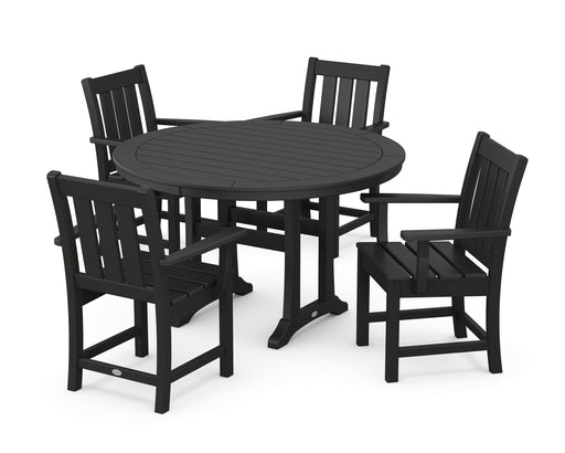 POLYWOOD® Oxford 5-Piece Round Dining Set with Trestle Legs in Green