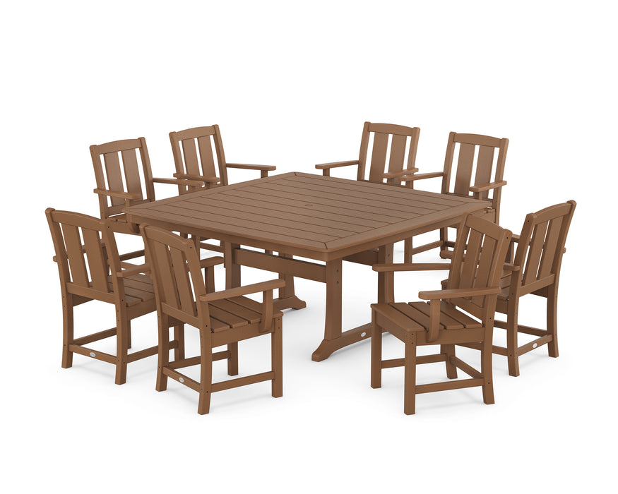 POLYWOOD® Mission 9-Piece Square Dining Set with Trestle Legs in Black