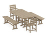 POLYWOOD Lakeside 5-Piece Farmhouse Dining Set with Benches in Vintage Sahara