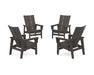 POLYWOOD® 4-Piece Modern Grand Upright Adirondack Chair Conversation Set in Vintage Coffee