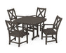 POLYWOOD Braxton 5-Piece Dining Set with Trestle Legs in Vintage Coffee