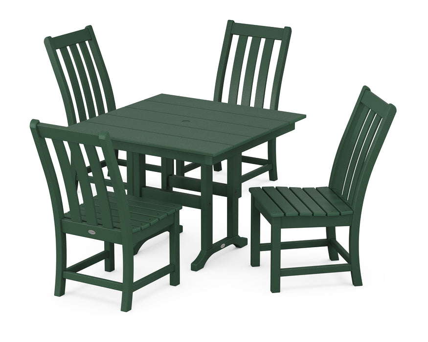 POLYWOOD Vineyard Side Chair 5-Piece Farmhouse Dining Set in Green