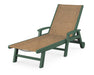 POLYWOOD Coastal Chaise with Wheels in Green with Burlap fabric
