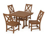 POLYWOOD Braxton Side Chair 5-Piece Farmhouse Dining Set With Trestle Legs in Teak
