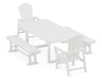 POLYWOOD South Beach 5-Piece Dining Set with Benches in White