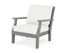 Martha Stewart by POLYWOOD Chinoiserie Deep Seating Chair in Slate Grey with Natural Linen fabric