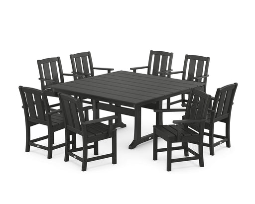POLYWOOD® Mission 9-Piece Square Farmhouse Dining Set with Trestle Legs in Green