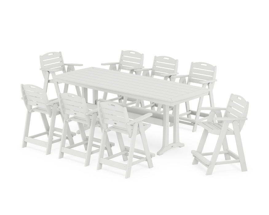 POLYWOOD® Nautical 9-Piece Counter Set with Trestle Legs in White