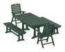 POLYWOOD Nautical Highback 5-Piece Farmhouse Dining Set With Trestle Legs in Green