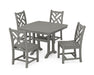 POLYWOOD Chippendale Side Chair 5-Piece Dining Set with Trestle Legs in Slate Grey