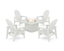 POLYWOOD® 5-Piece Vineyard Grand Upright Adirondack Conversation Set with Fire Pit Table in Vintage White