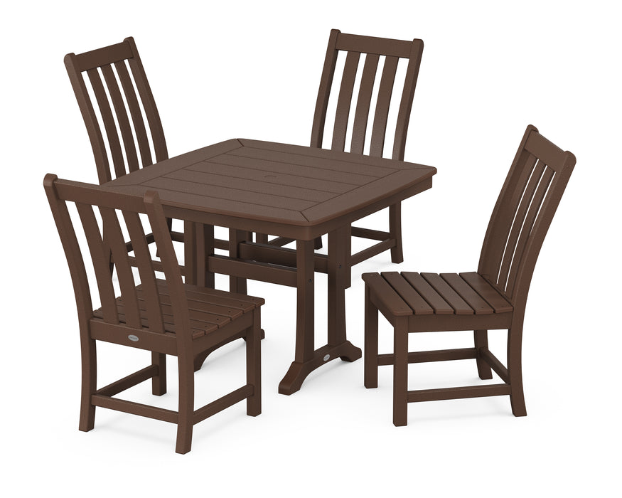 POLYWOOD Vineyard Side Chair 5-Piece Dining Set with Trestle Legs in Mahogany
