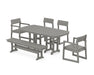 POLYWOOD EDGE 6-Piece Dining Set with Bench in Slate Grey