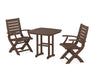 POLYWOOD Signature Folding Chair 3-Piece Dining Set in Mahogany