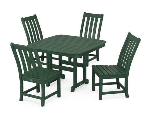POLYWOOD Vineyard Side Chair 5-Piece Dining Set with Trestle Legs in Green