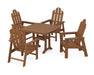 POLYWOOD Long Island 5-Piece Dining Set with Trestle Legs in Teak