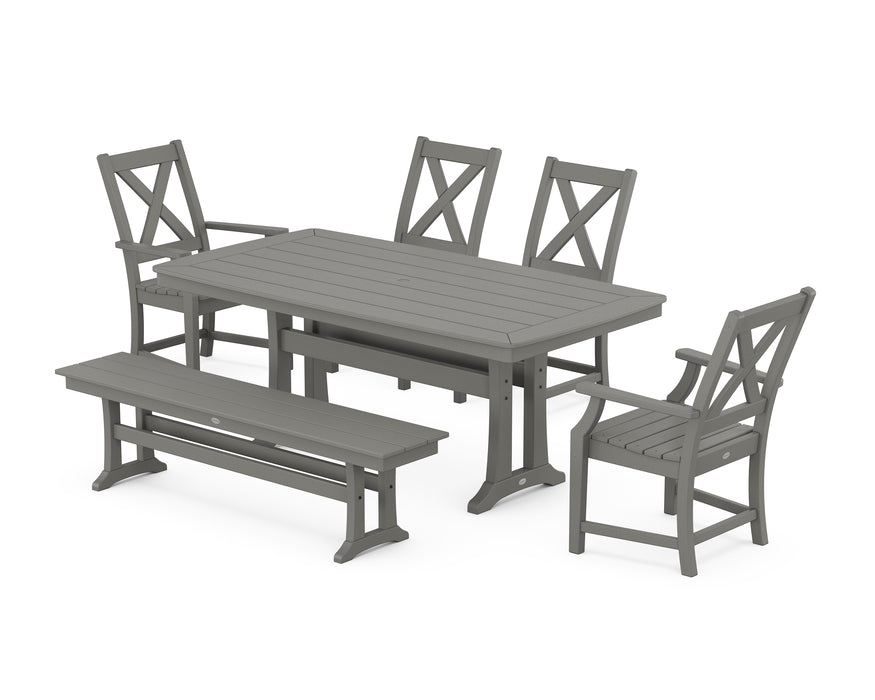 POLYWOOD Braxton 6-Piece Dining Set with Trestle Legs in Slate Grey