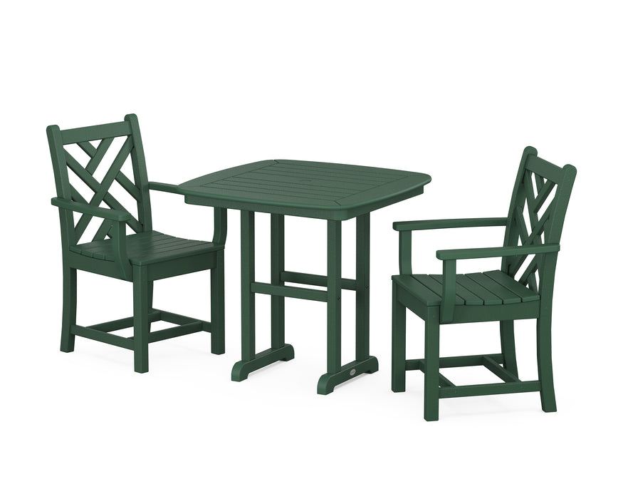 POLYWOOD Chippendale 3-Piece Dining Set in Green