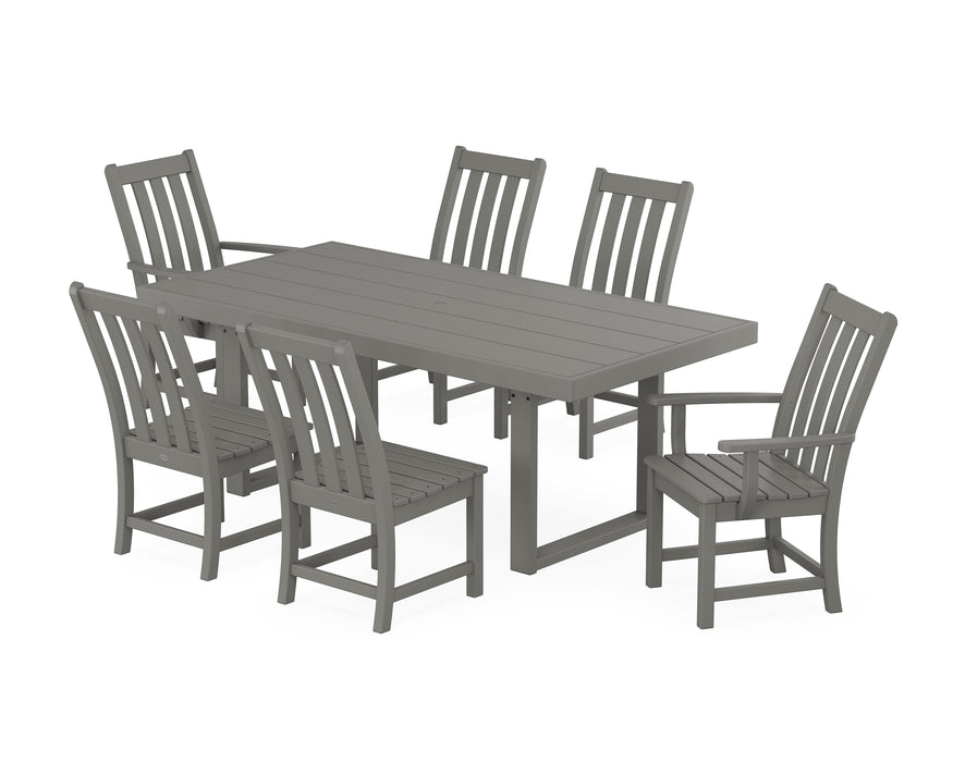 POLYWOOD Vineyard 7-Piece Dining Set with Trestle Legs in Slate Grey