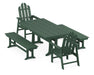 POLYWOOD Long Island 5-Piece Farmhouse Dining Set With Trestle Legs in Green