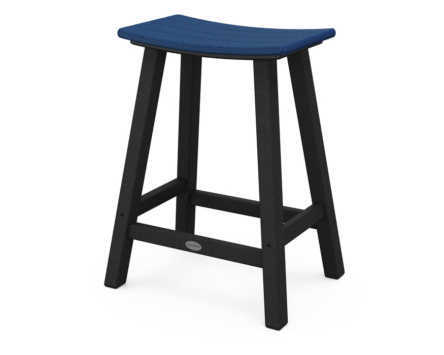 POLYWOOD® Contempo 24" Saddle Counter Stool in Black / Navy