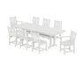 POLYWOOD Traditional Garden 9-Piece Farmhouse Dining Set with Trestle Legs in White