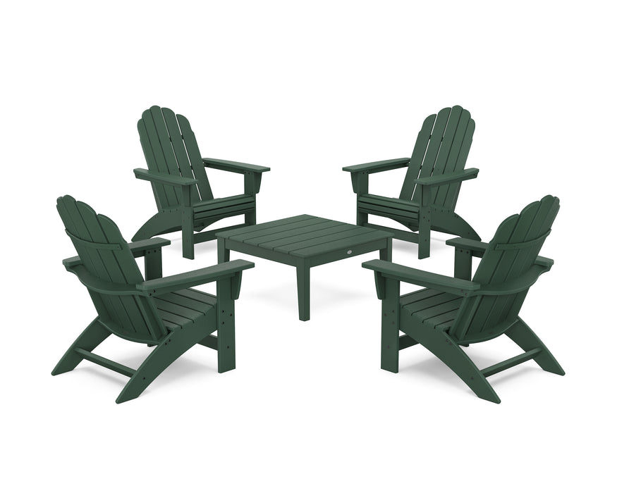 POLYWOOD® 5-Piece Vineyard Grand Adirondack Chair Conversation Group in Lemon / White