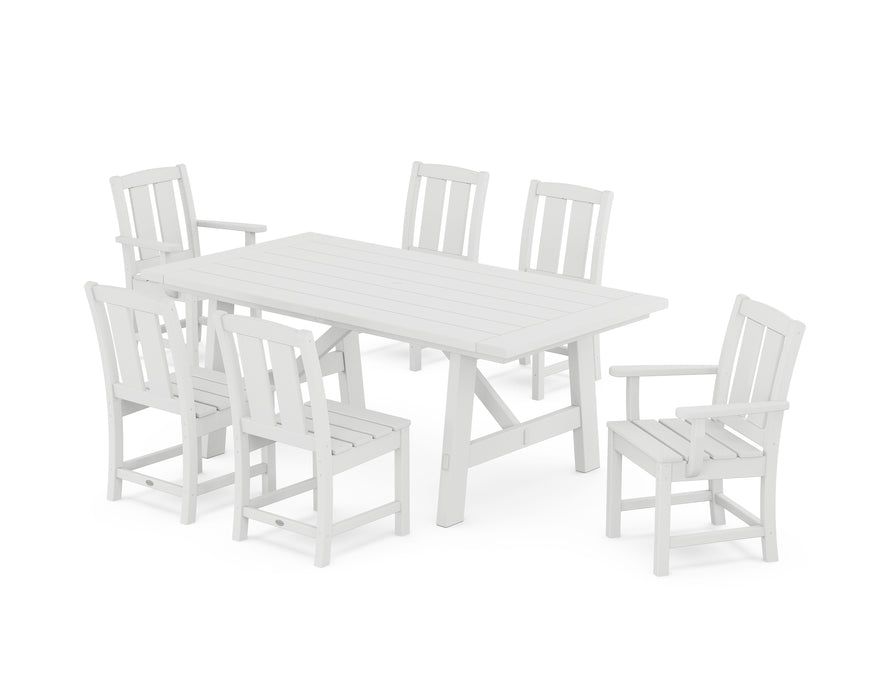POLYWOOD® Mission 7-Piece Rustic Farmhouse Dining Set in White