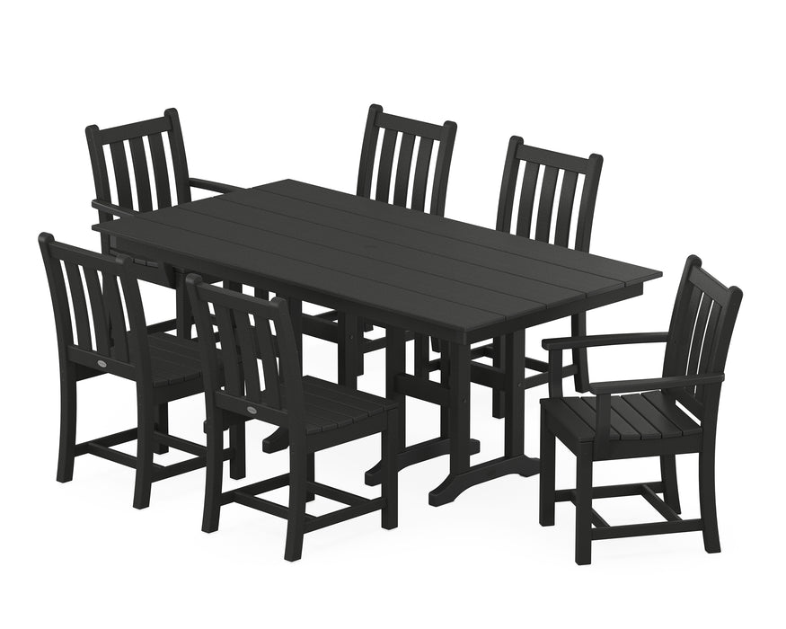 POLYWOOD Traditional Garden 7-Piece Farmhouse Dining Set in Black