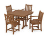 POLYWOOD Traditional Garden 5-Piece Farmhouse Dining Set With Trestle Legs in Teak