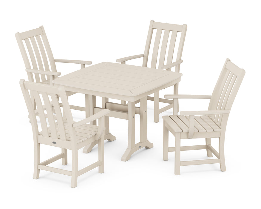 POLYWOOD Vineyard 5-Piece Dining Set with Trestle Legs in Sand
