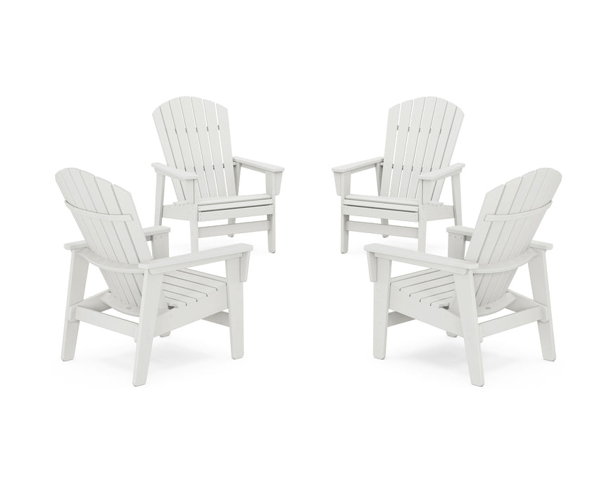 POLYWOOD® 4-Piece Nautical Grand Upright Adirondack Chair Conversation Set in Vintage White