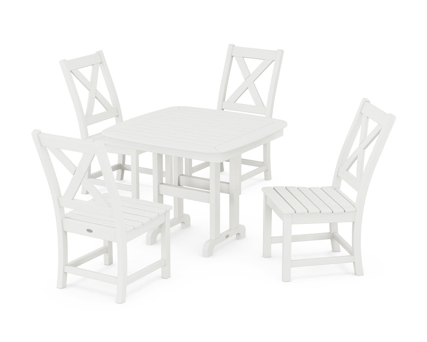 POLYWOOD Braxton Side Chair 5-Piece Dining Set in Vintage White