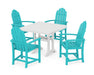 POLYWOOD Classic Adirondack 5-Piece Farmhouse Dining Set With Trestle Legs in Aruba