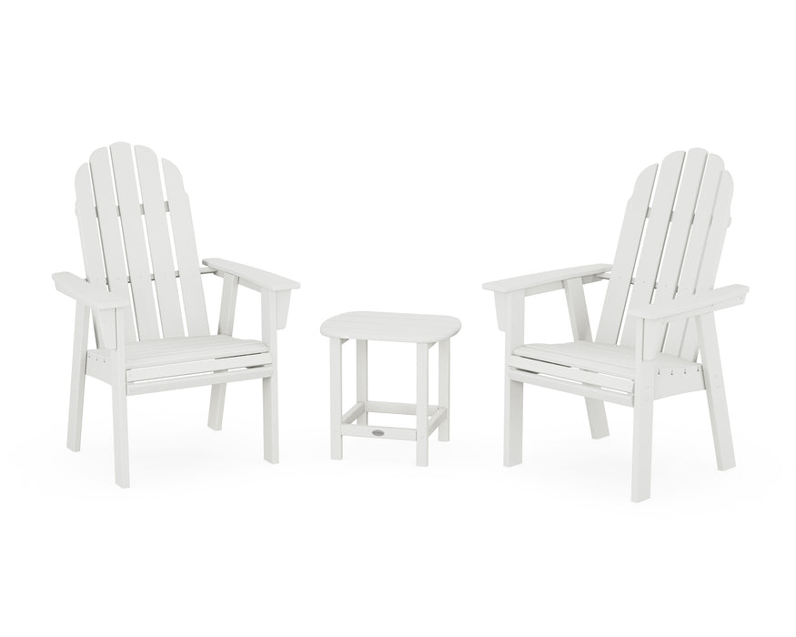 POLYWOOD® Vineyard 3-Piece Curveback Upright Adirondack Chair Set in Vintage White