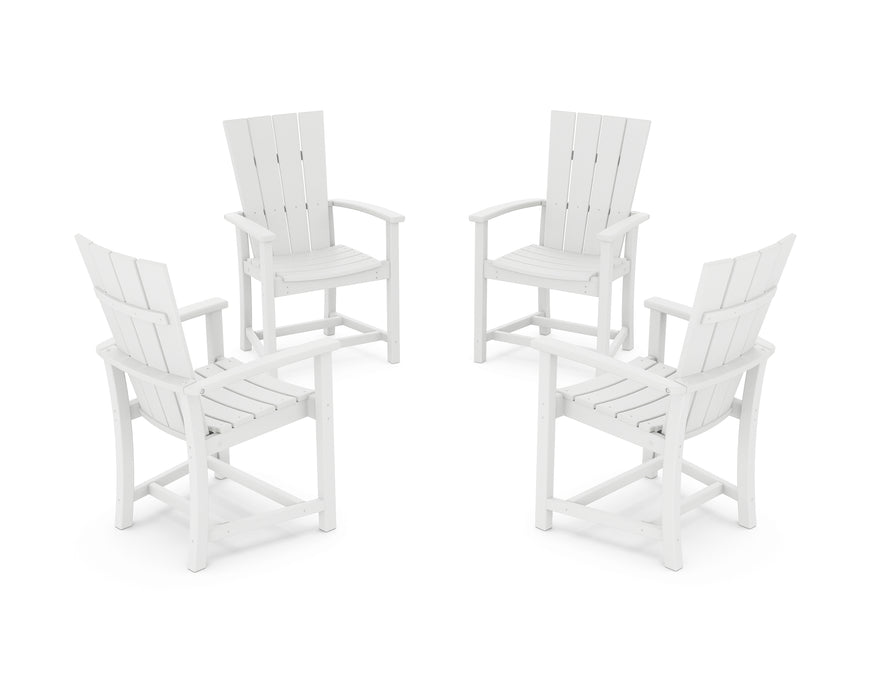 POLYWOOD® Quattro 4-Piece Upright Adirondack Conversation Set in White