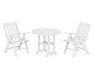 POLYWOOD Vineyard Folding 3-Piece Round Dining Set in White