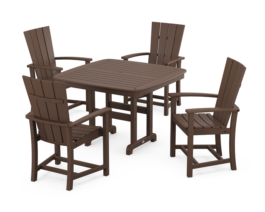 POLYWOOD Quattro 5-Piece Dining Set with Trestle Legs in Mahogany